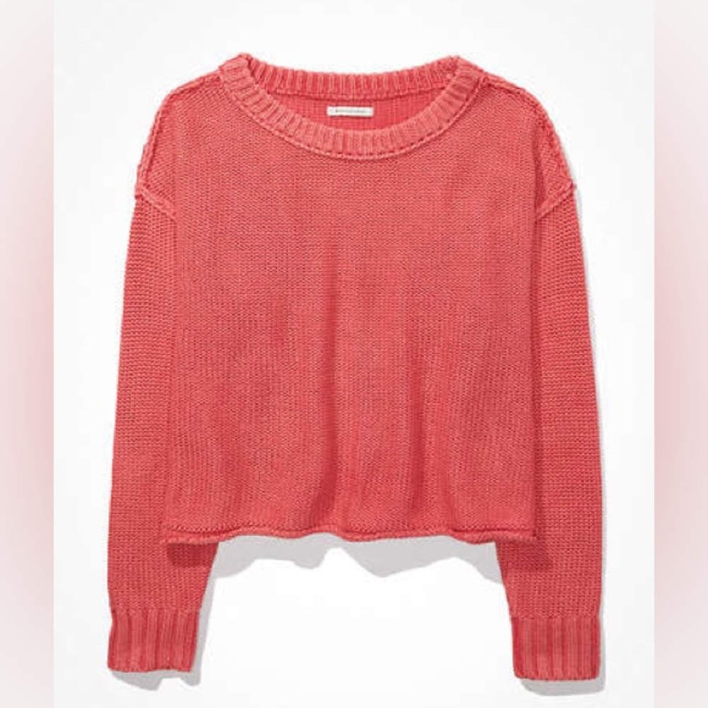 American Eagle Oversized Knit Crewneck Sweater in Coral Size‎ M